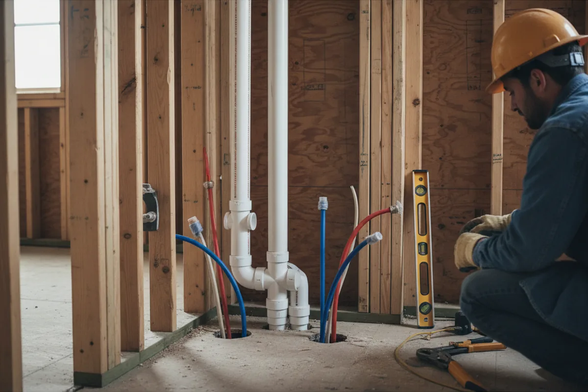Drain and supply rough-in during Garbage Disposal Repair in Woodbury